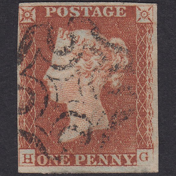 GB QV 1841 1d Red-Brown Plate 21 SG8-B1(1) HG GU 4 Margins Maltese Cross