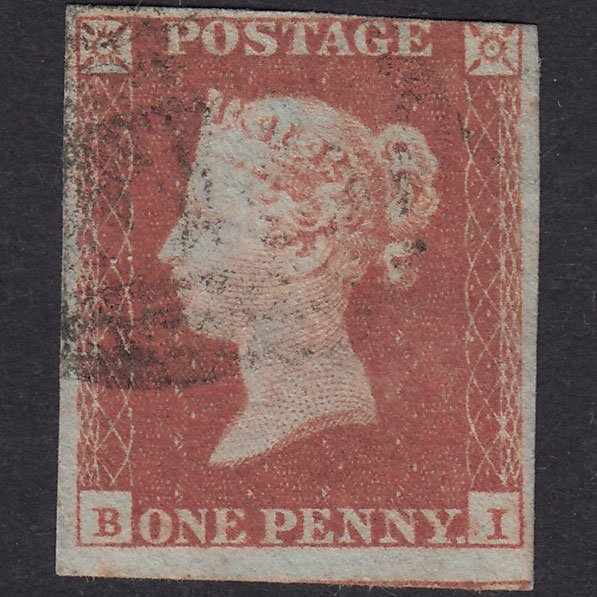 GB QV 1841 1d Red-Brown Plate 93 SG8-B1(1) BI GU 3 Margins Light Cancel