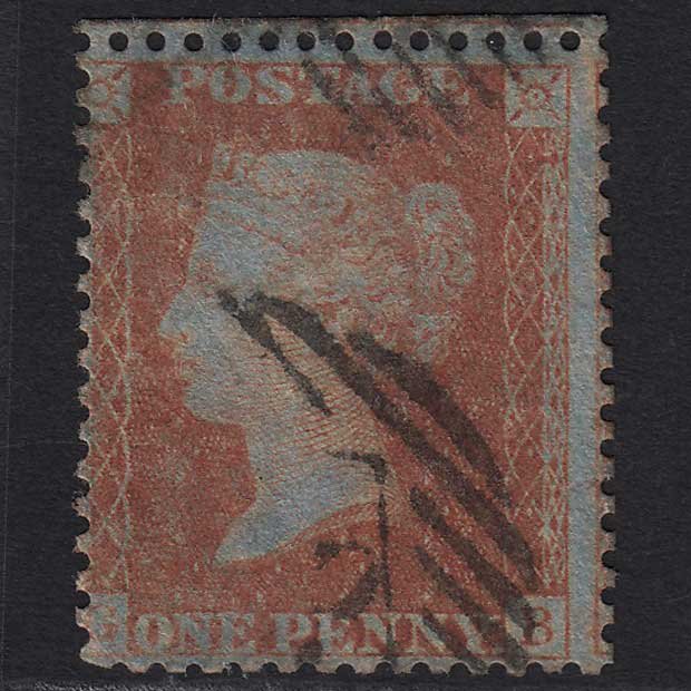 GB QV 1857 1d Orange-red (Plate 44) C8(7) GB GU London IS Cancel