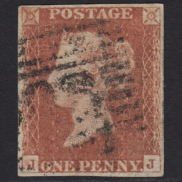 GB QV 1841 1d Red-brown (Plate 75) SG8-B1(1) JJ GU 4 Margins Scotland