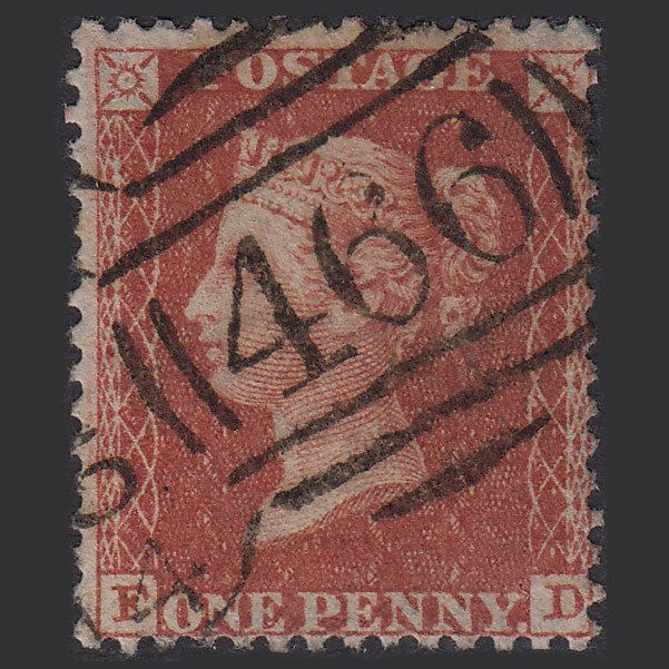 GB QV 1855 1d Red-brown (Plate 5) SGC6(1) FD FU Liverpool 466 Spoon