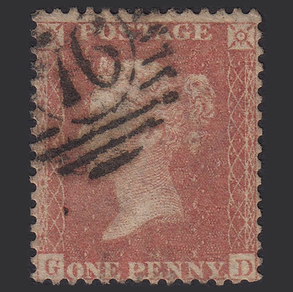 GB QV 1857 1d Pale Red (Plate 34) SGC8(9) GD GU London D&S 76