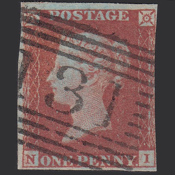 GB QV 1841 1d Red-brown (Plate 87) SG8-B1(1) FU 3 Margins Edinburgh 131