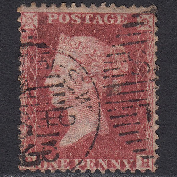 GB QV 1857 1d Rose-red (Plate 60) SG40-C10(1) RH GU London D&S Cancel