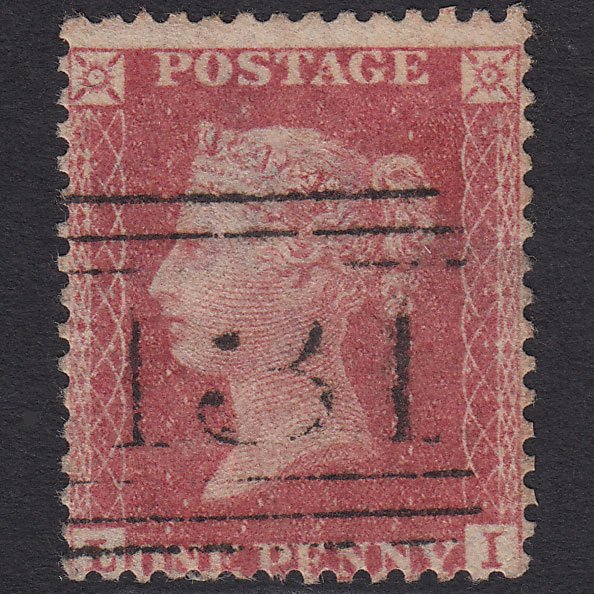 GB QV 1857 1d Rose-red (Plate 36) SG40-C10(1) LI FU Edinburgh 131