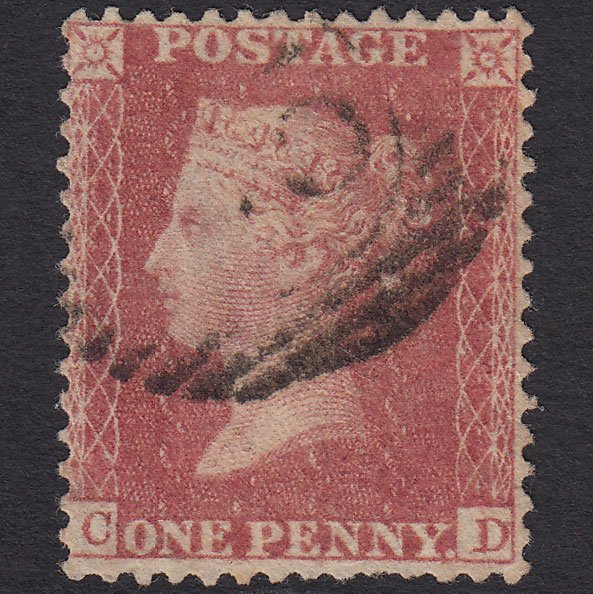GB QV 1857 1d Rose-red (Plate 57) SG40-C10(1) CD GU London IS Cancel