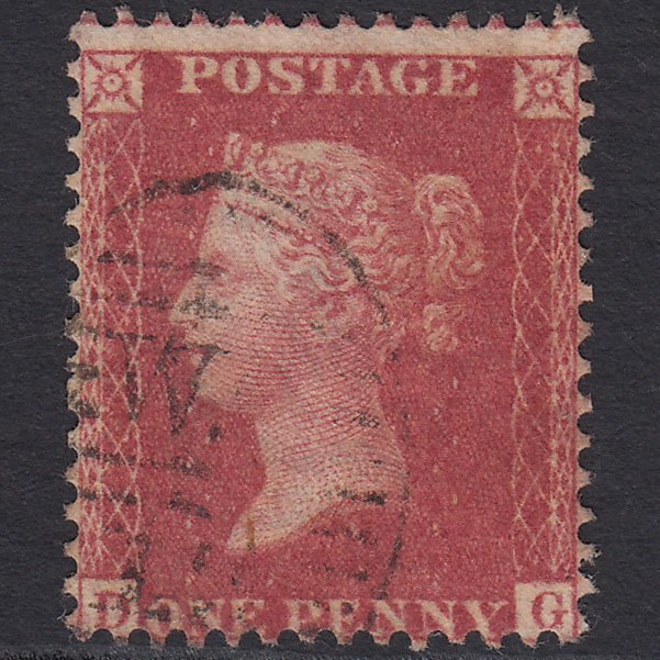 GB QV 1857 1d Rose-red (Plate 27) SG40-C10(1) DG FU Light Cancel Misperf
