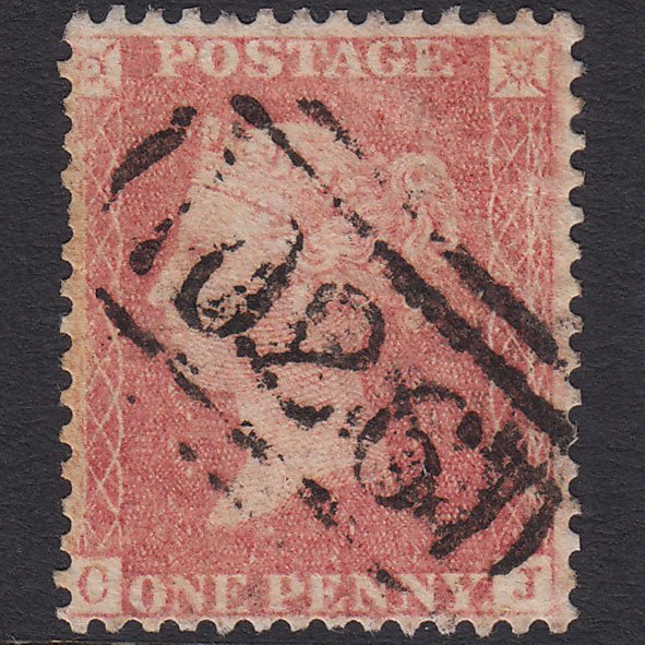 GB QV 1857 1d Pale Rose Transitional (Plate 36) SGC9A(1) CJ GU Southend 026