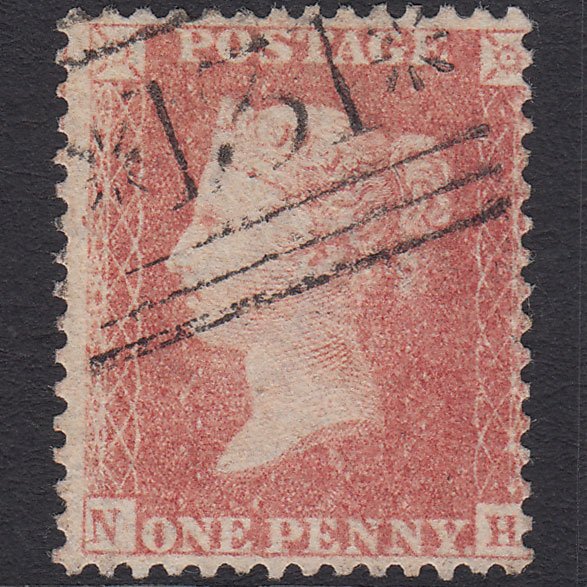 GB QV 1857 1d Rose-red (Plate 58) SG40-C10(1) NH GU Edinburgh 131