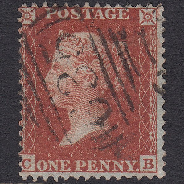 GB QV 1855 1d Red-brown (Plate 15) SGC6(1) CB FU Reading 635