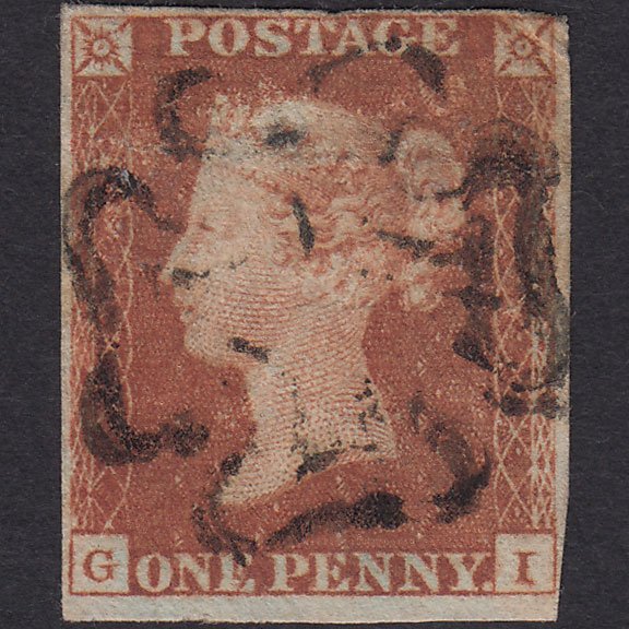 GB QV 1841 1d Red-brown (Plate 20) SG8-B1(1) GI GU 4 Margins Maltese Cross