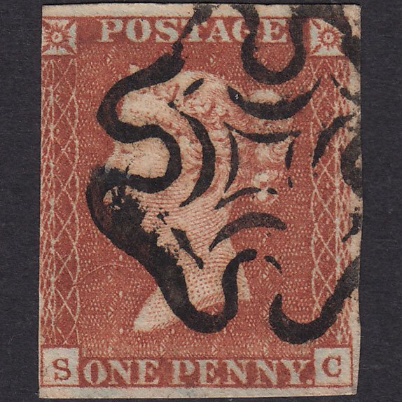GB QV 1841 1d Red-brown (Plate 19) SG8-B1(1) GUideline SC FU 3 Margins MX