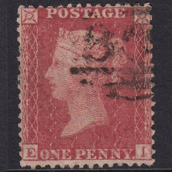 GB QV 1857 1d Rose-Red Plate 55 SG40-C10(1) EI FU Light Cancel