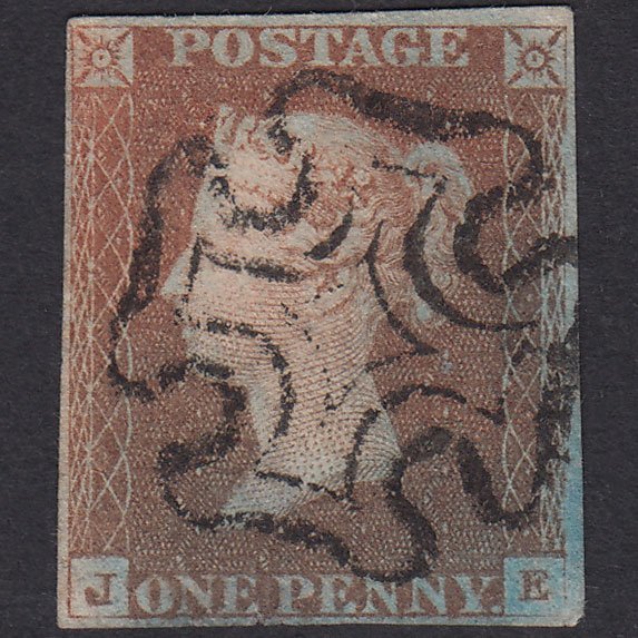 GB QV 1841 1d Red-Brown Plate 21 SG8-B1(1) JE PU 4 Margins Maltese Cross
