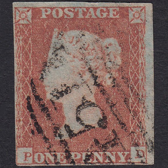 GB QV 1841 1d Red-Brown Plate 94 SG8-B1(1) PD GU Lewes 451