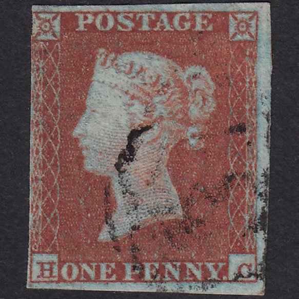 GB QV 1841 1d Red-Brown Plate 104 SG8-B1(1) HC FU Nr 4M Light Cancel