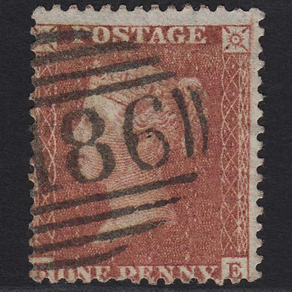 GB QV 1856 1d Red-brown (Plate 34) SG29-C8(1) BK FU Dublin 186 Spoon
