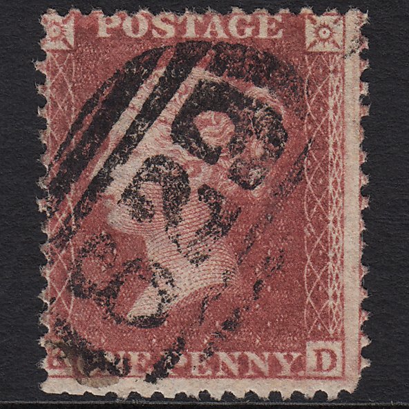 GB QV 1857 1d Rose-red (Plate 60) SG40-C10(1) KD GU Sudbury 829 Misperf