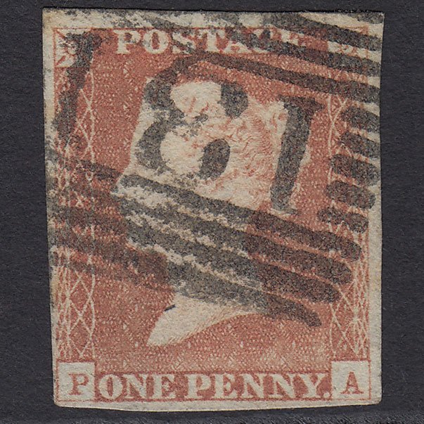 GB QV 1841 1d Pale Red-brown (Plate 70) SG9-B1(3) PA FU 4M Edinburgh 131