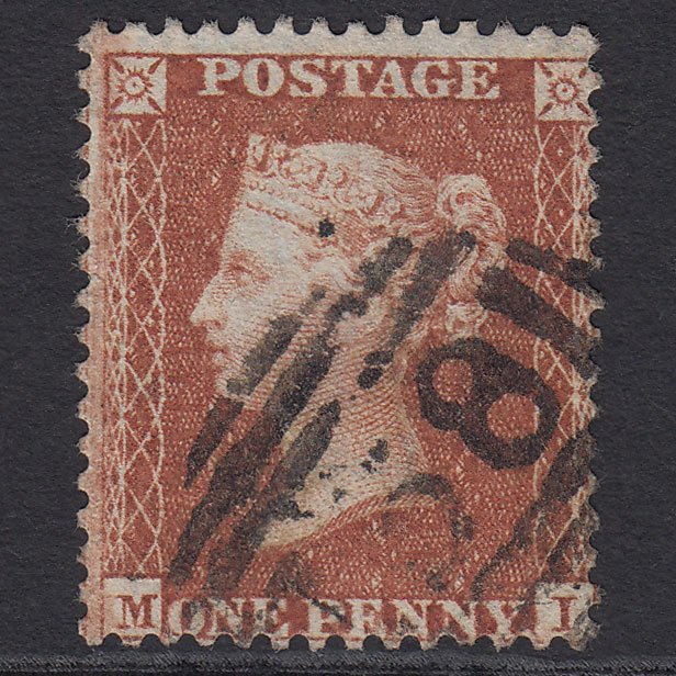 GB QV 1855 1d Red-brown (Plate 4) SG24-C3(1) MI FU Cambridge 158