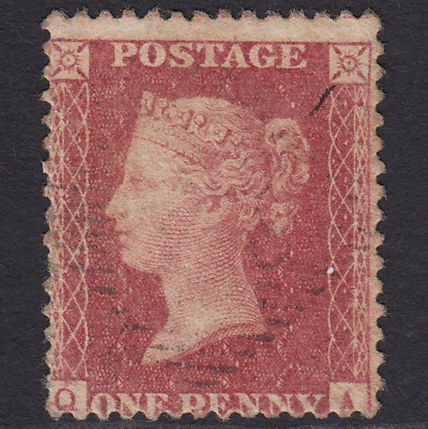 GB QV 1857 1d (Plate 57) SG40-C10(1) QA FU Light Irish Cancel Misperf