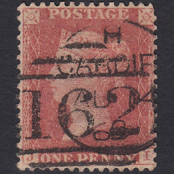 GB QV 1861 1d Pale Rose-red (Plate 50) SG42-C12(2) JI GU Cardiff 162