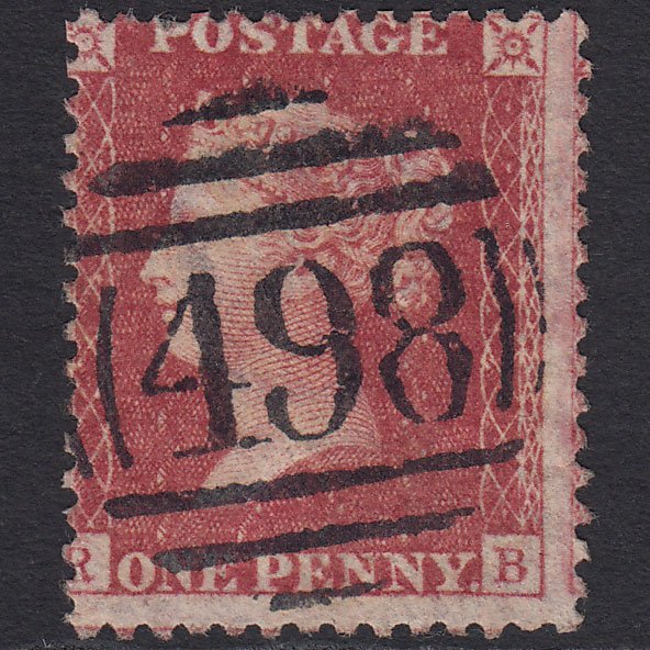 GB QV 1857 1d Rose-red (Plate 43) SG40-C10(1) RB GU Manchester 498 Misperf