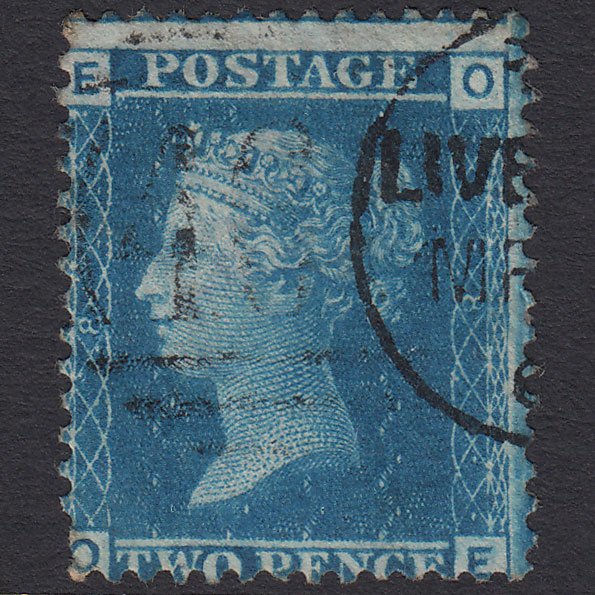 GB QV 1858 2d Blue (Plate 8) SG45-G2 OE GU Liverpool 466 Misperf
