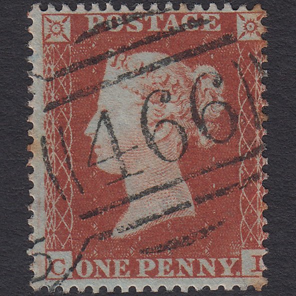 GB QV 1854 1d Red-brown (Plate 184) SG17-C1(1) CI GU Liverpool 466 Spoon