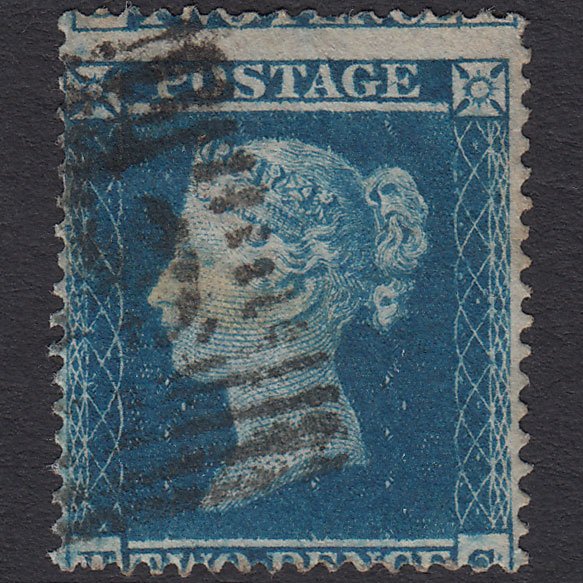GB QV 1854 2d Deep Blue (Plate 4) SG19-F1(1) HC FU Scotland Large Misperf