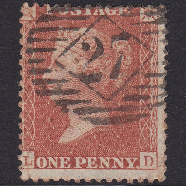 GB QV 1856 1d Red-Brown Plate 33 SG29-C8(1) LD GU London IS 27