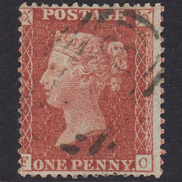 GB QV 1856 1d Red-Brown Plate 32 SG29-C8(1) FC GU Light Cancel