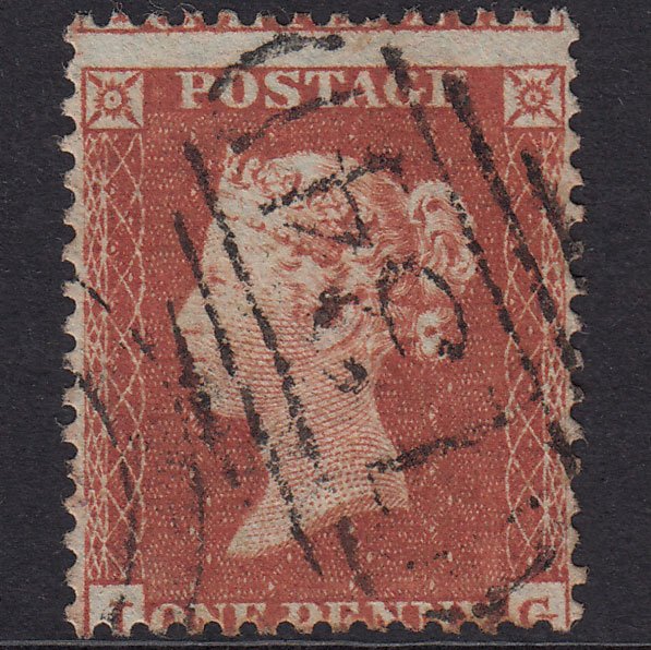 GB QV 1855 1d Red-Brown Plate R2 SG22-C2(1) IG GU Bristol 134