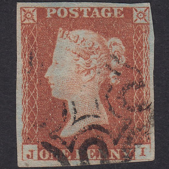 GB QV 1841 1d Red-Brown Plate 21 SG8-B1(1) JI FU 4 Margins Maltese Cross