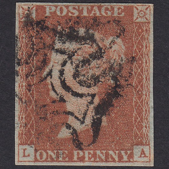 GB QV 1841 1d Red-Brown Plate 22 SG8-B1(1) LA FU Missing Imprimatur 4M MX
