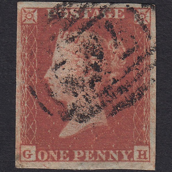 GB QV 1841 1d Red-Brown Plate 153 SG8-B2(1) GH GU 4 Margins