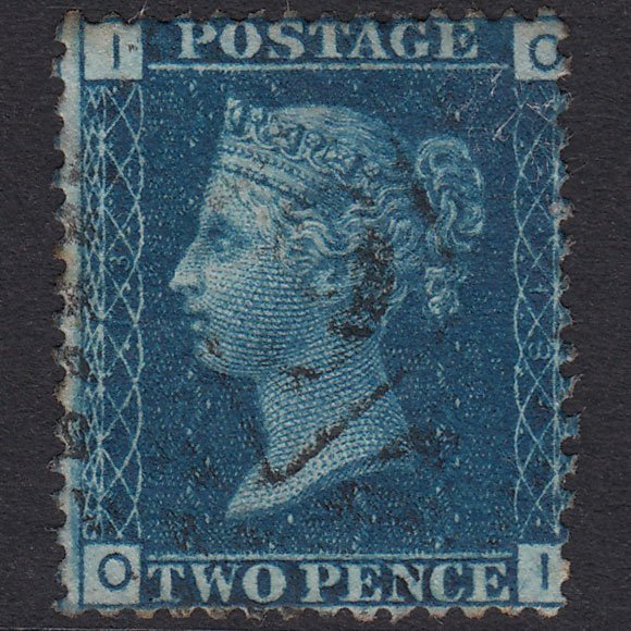 GB QV 1869 2d Blue Plate 13 SG46-G3 OI GU Light Cancel