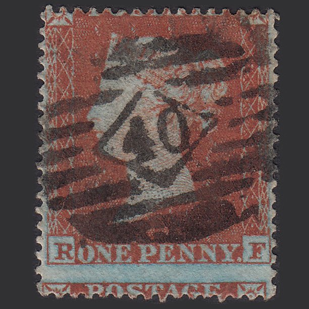 GB QV 1854 1d (Plate 195) SG17-C1(1) RF FU London IS 40 Large Misperf