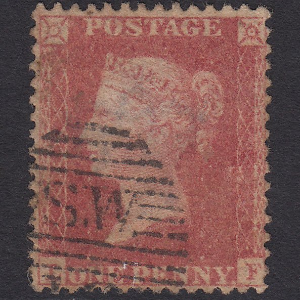 GB QV 1857 1d Pale Rose (Plate 43) SG39-C10(3) LF GU London D&S Cancel