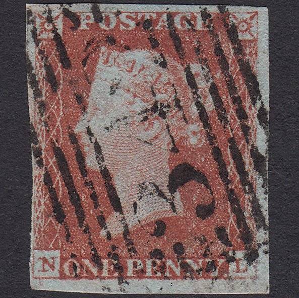 GB QV 1841 1d Red-brown (Plate 52) SG8-B1(1) NL FU 4 Margins Wishaw 342