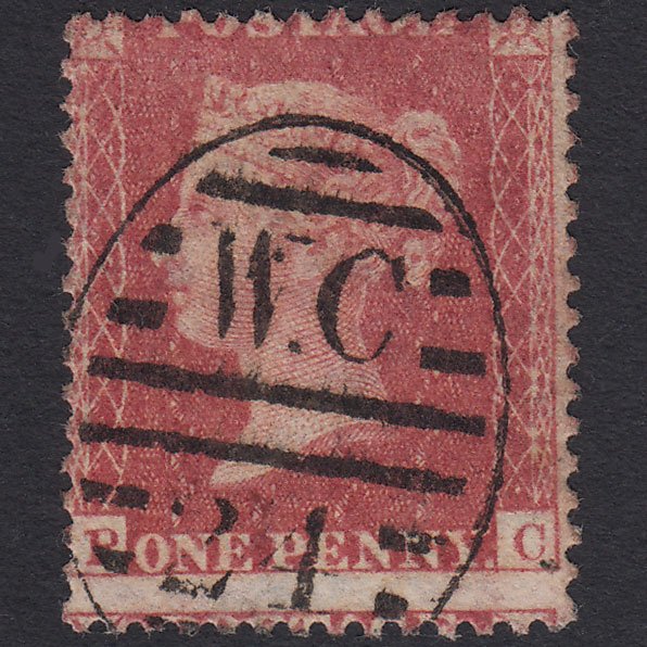 GB QV 1857 1d (Plate 34) SG40-C10(1) PC FU London D&S WC24 Large Misperf