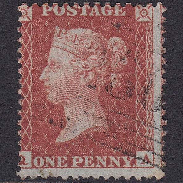 GB QV 1855 1d Red-brown (Plate 9) SG24-C3(1) QA FU Light Scots Cancel Misperf