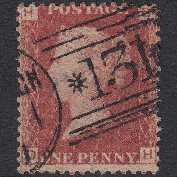 GB QV 1864 1d Lake-red (Plate 143) SG44-G1(2) DH FU Edinburgh 131