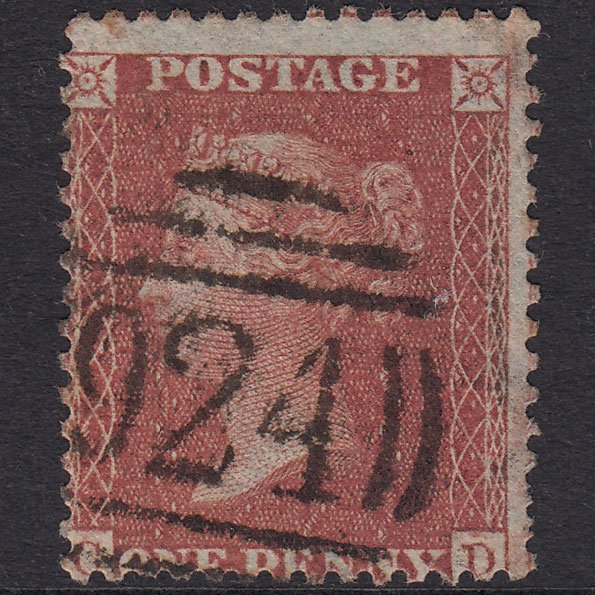 GB QV 1856 1d Red-Brown Plate 33 SG29-C8(1) CD FU Wrexham 924 Spoon