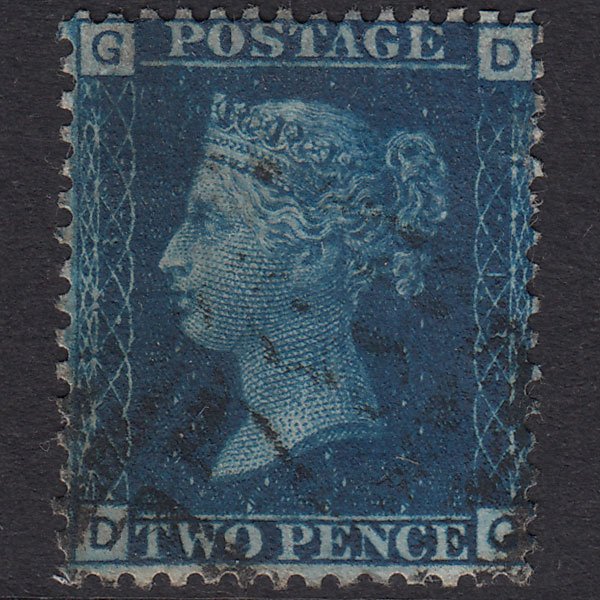 GB QV 1869 2d Deep Blue Plate 13 SG47-G3 DG FU