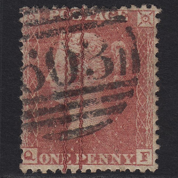 GB QV 1861 1d Rose-red Plate R16 C13(3) QF FU Ous Overprint Pp222