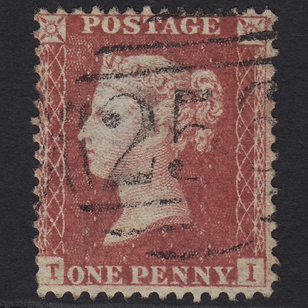 GB QV 1857 1d Rose-red (Plate 43) SG40-C10(1) TI VFU Dorchester 256