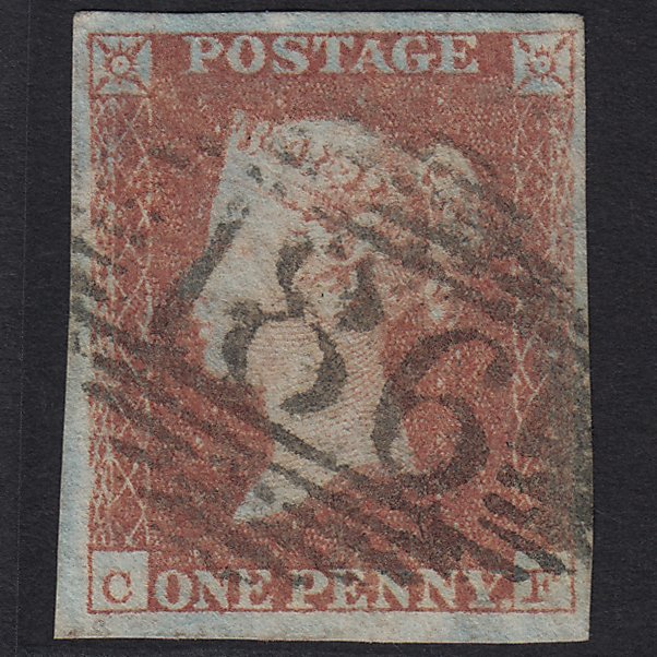 GB QV 1841 1d Red-brown (Plate 95) SG8-B1(1) CF FU Dublin 186 4M Imperf