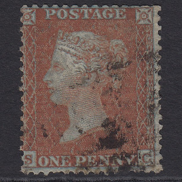 GB QV 1855 1d Red-brown (Plate 21) SGC6(1) Framed Reverse SC GU Light Cancel