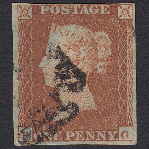 GB QV 1841 1d Red-brown (Plate 20) SG8-B1(1) PG FU 4 Margins Maltese Cross